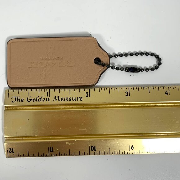 COACH New York Replacement Hang Tag Key Fob Bag Charm Beige Gunmetal Ball Chain - Picture 3 of 6